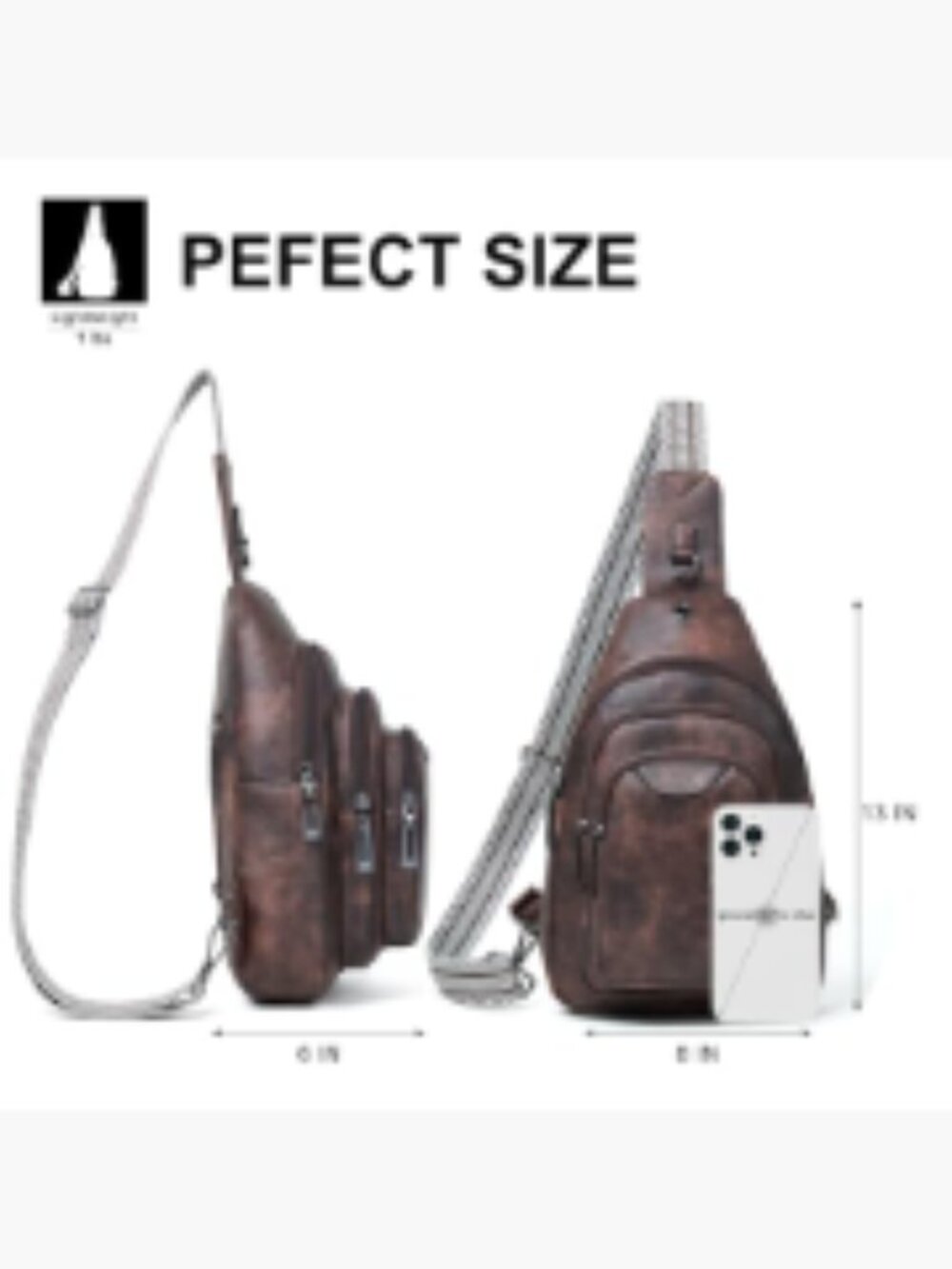 Vegan PU Leather 10L Crossbody Sling Bag Anti Theft Adjustable Strap Belt Bag - Picture 4 of 6